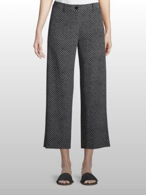 Theory Black and White Patterned Straight Fluid Pants 100% silk